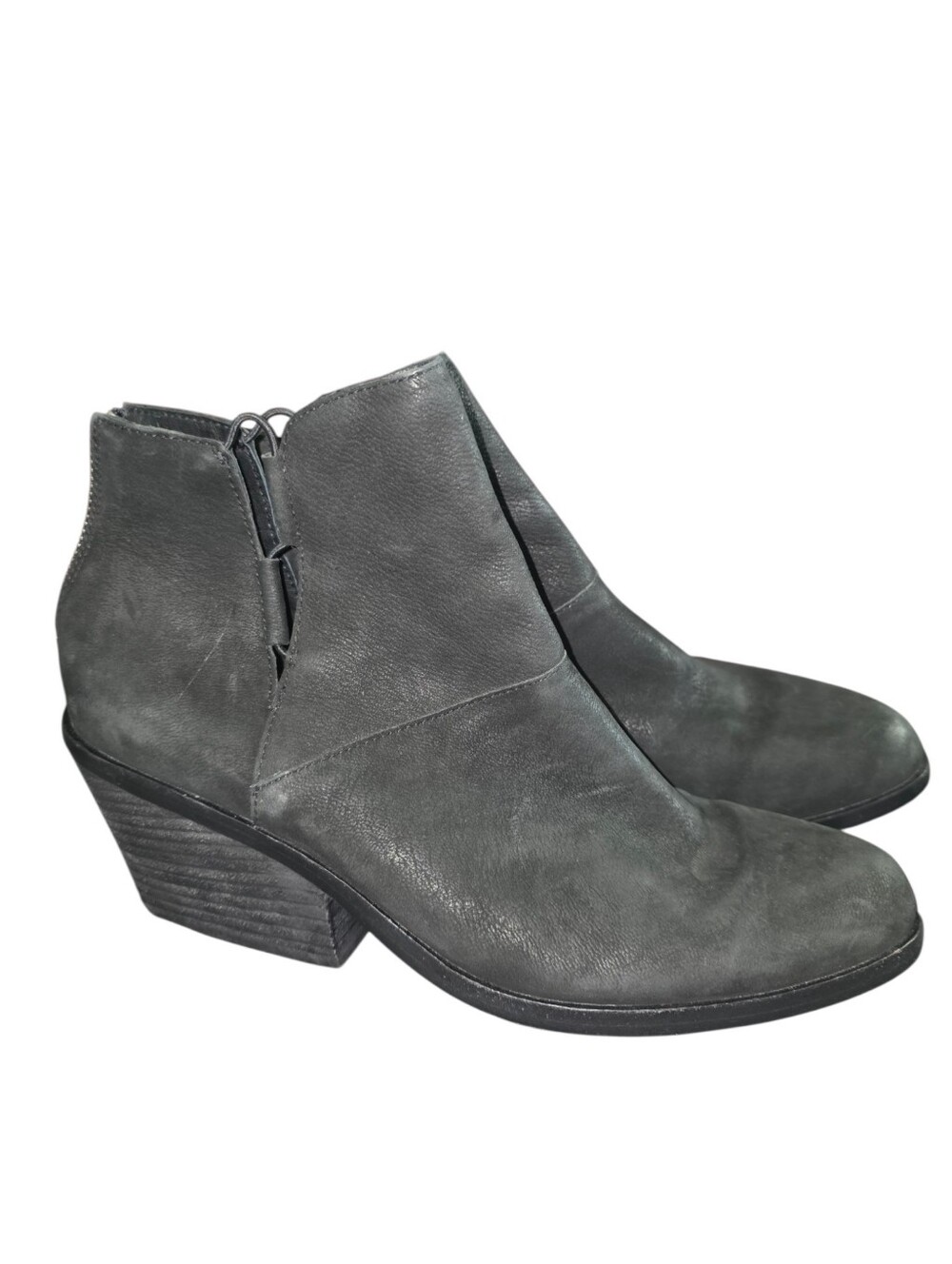 EILEEN FISHER Black Nubuck Leather Tote Demi Wedge Bootie - Size 8 1/2